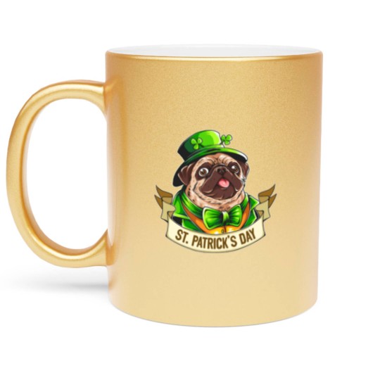 Discover St. Patrick's Day Pug Metallic Mugs