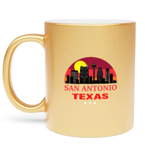 Discover Vintage San Antonio USA Souvenir Metallic Mugs