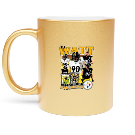 Discover Vintage 90s Graphic Style T. J. Watt Metallic Mugs, Football Metallic Mugs