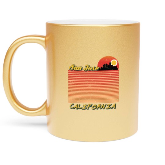 Discover Vintage San Jose City California Downtown Skyline Metallic Mugs