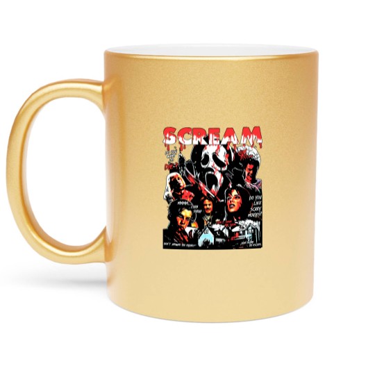 Discover Limited Vintage Scream Movie Metallic Mugs, Scream Halloween Metallic Mugs, Gift For Woman and Man Unisex Metallic Mugs