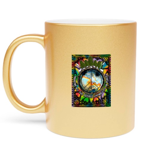 Discover Imagine All The People Living Life In Peace Hippie Premium Scoop Metallic Mugs