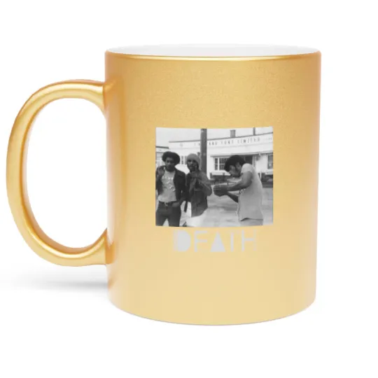 Discover Death - proto-punk band from Detroit White Letters Logo Metallic Mugs