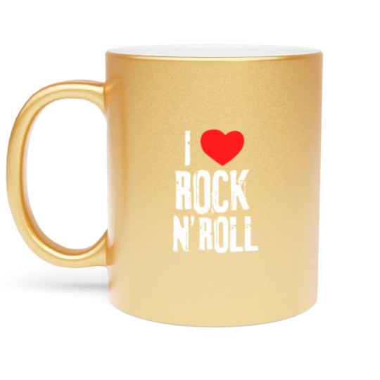 Discover i love rock roll band musician rock concert t Metallic Mugs