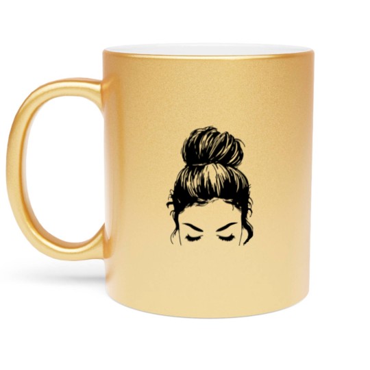Discover Messy bun face - unisex Metallic Mugs | Mom Metallic Mugs | messy bun Metallic Mugs