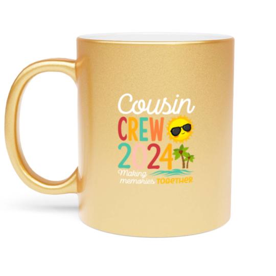 Discover Cousin Crew 2023 Summer Vacation Beach Family Trip Matching Metallic Mugs