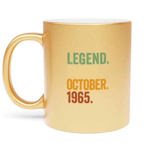 Discover Retro 1965 Birthday October Born Legend Since 1965 Metallic Mugs