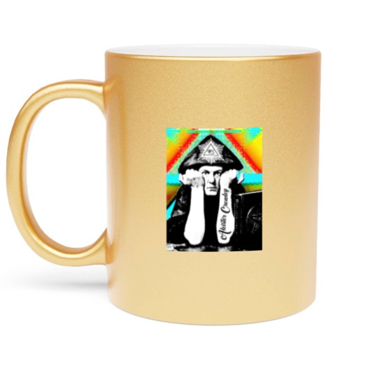 Discover Aleister Crowley Psychedelic Art Print Design - Aleister Crowley - Metallic Mugs