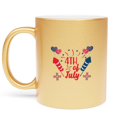 Discover 4th of July Fireworks Red White Blue Patriotic Metallic Mugs