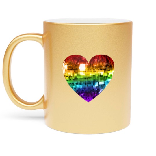Discover Rainbow Disco Ball Heart  Classic Metallic Mugs