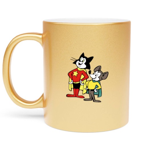 Discover Courageous Cat with Minute Mouse Metallic Mugs