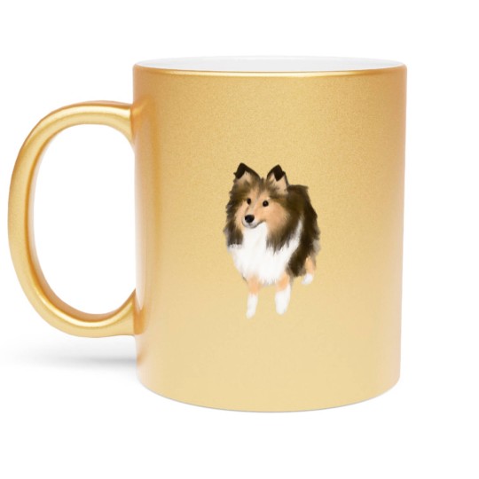 Discover Sheltie Cute Sheltie Drawing Metallic Mugs