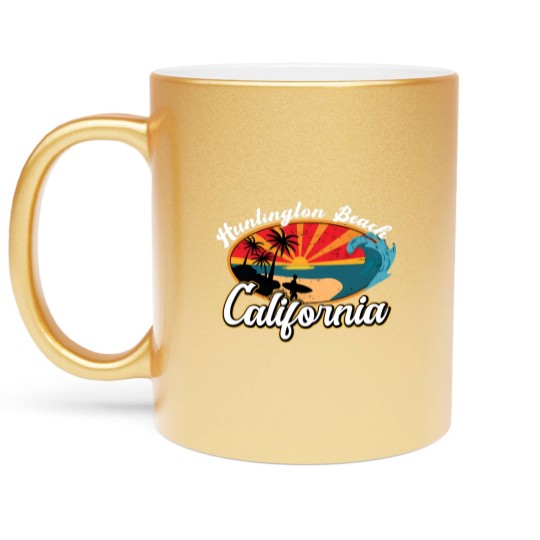 Discover Huntington Beach California CA - Huntington Beach - Metallic Mugs