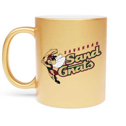 Discover Savannah Sand Gnats vintage defunct baseball team emblem Metallic Mugs