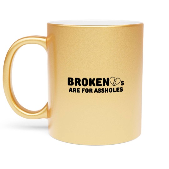 Discover Broken Hearts Are For Assholes Frank Zappa (in black letters & black heart version) Metallic Mugs