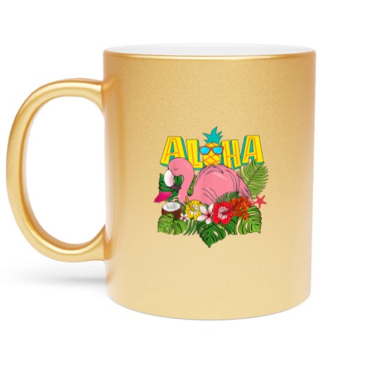 Discover Aloha Hawaii Metallic Mugs Hawaiian Flamingo Kids Teen Metallic Mugs