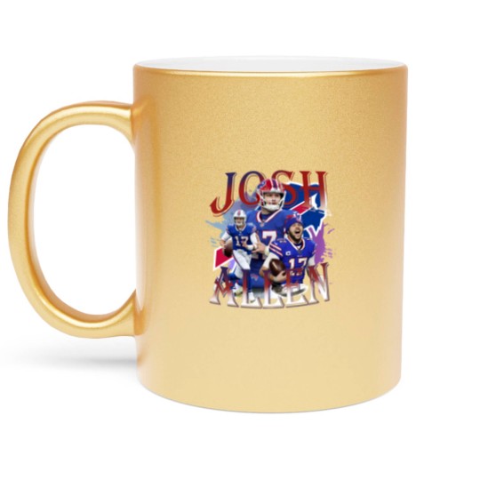 Discover Josh Allen Metallic Mugs, Vintage 90s Josh Allen Style Metallic Mugs, Josh Allen Metallic Mugs