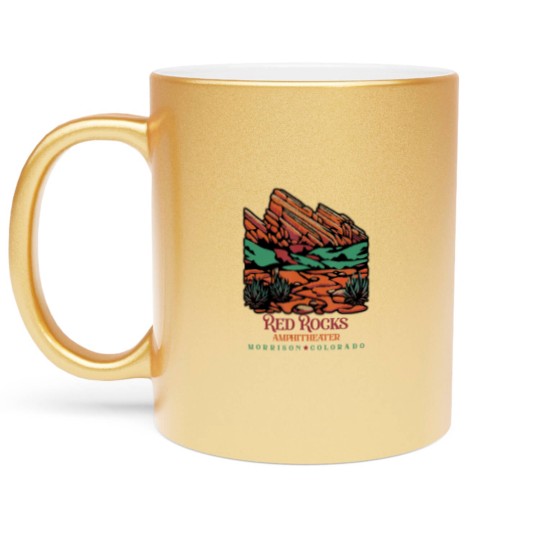 Discover red rocks amphitheater morrison colorado poster art Metallic Mugs