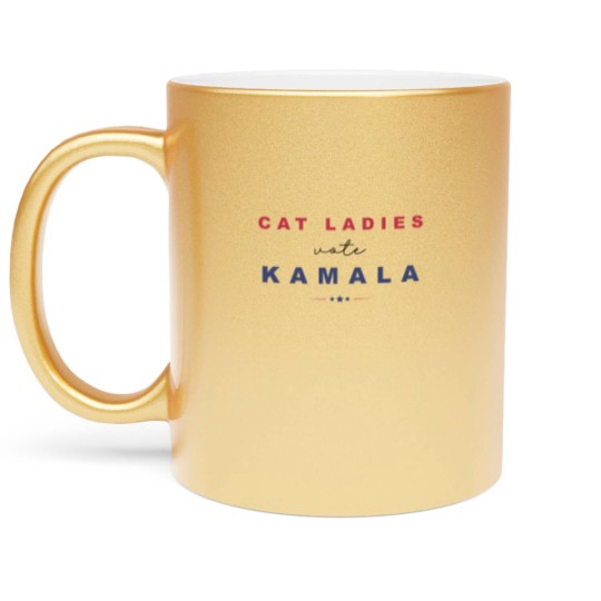 Discover Childless Cat Lady Metallic Mugs, Kamala Harris Metallic Mugs, Social Democrat Metallic Mugs, Cat Lady Kamala