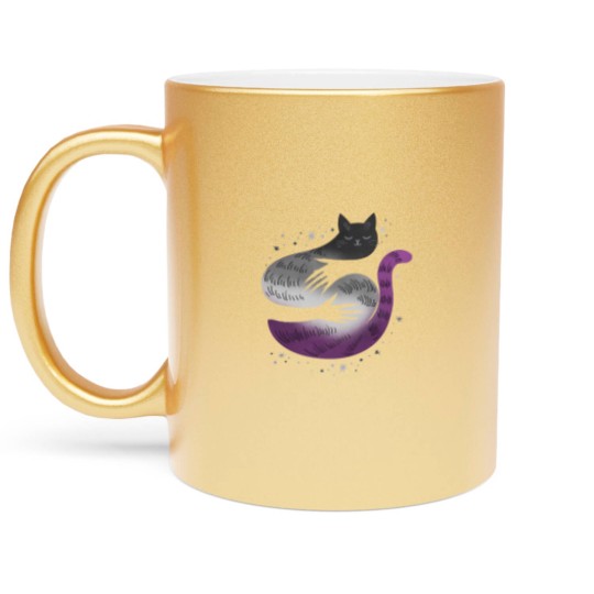 Discover Asexual Asexual Cat Hug LGBT Pride Flag Metallic Mugs