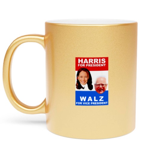 Discover Kamala Harris Tim Walz 2024 Harris Walz President Elections Metallic Mugs
