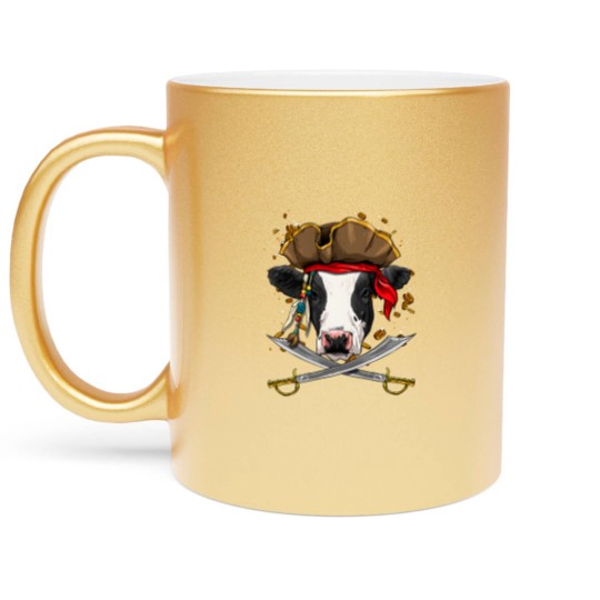 Discover Cattle Cow Pirate Cow Cattle Jolly Roger Flag Nautical Cow Lover Metallic Mugs