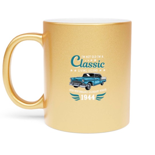 Discover vintage 1944 birthday car for legends born in 1944 Metallic Mugs