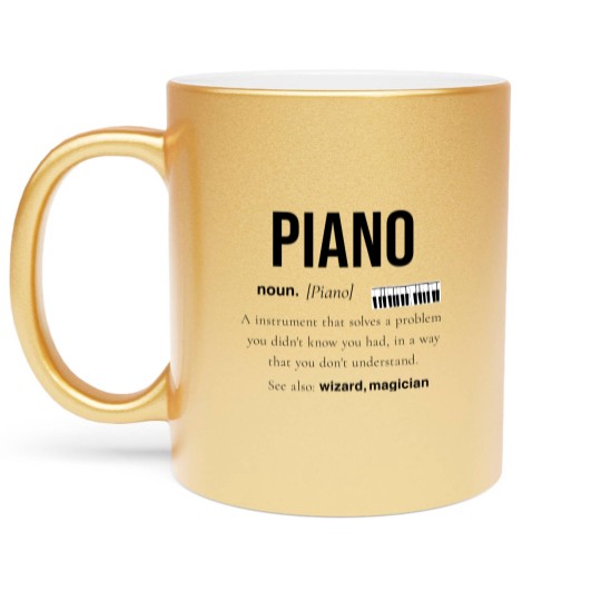Discover Piano Piano Music Gift Wings Digital Piano Metallic Mugs
