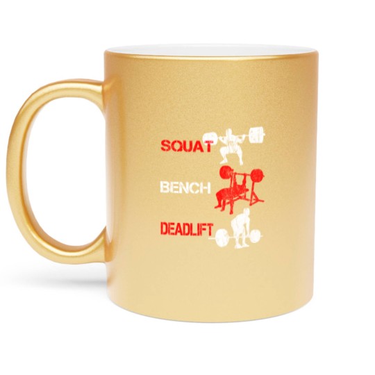 Discover Squat Bench Deadlift Metallic Mugs