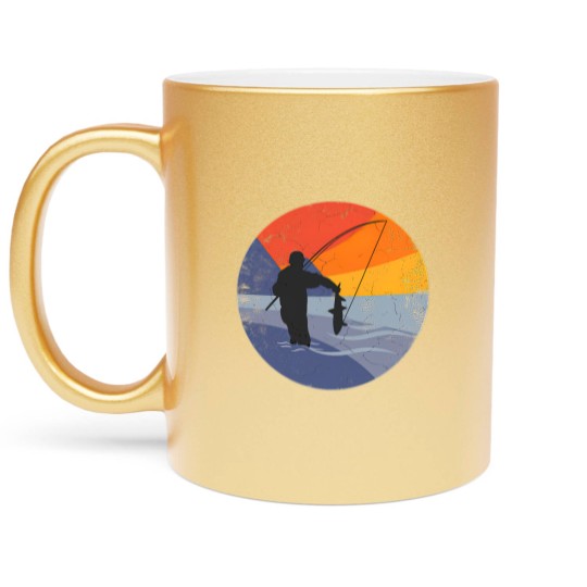 Discover Fishing fishing rod FISHING FISHERMAN lake fishing Metallic Mugs