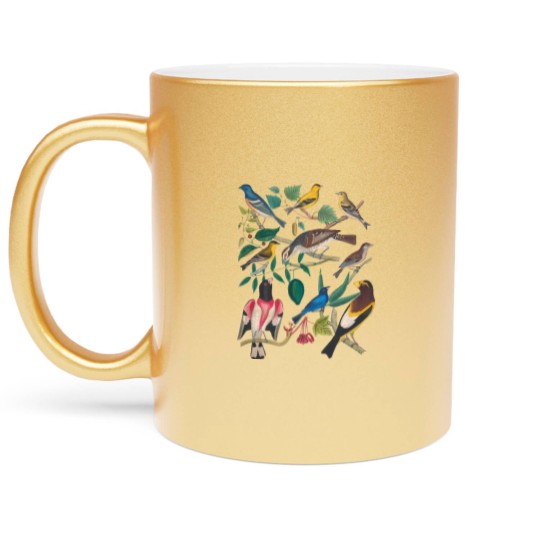 Discover Vintage Botanical Bird, Colorful Birds Short Sleeve Metallic Mugs