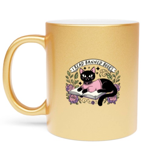 Discover I Read Banned Books Metallic Mugs, Bookish Cat Metallic Mugs