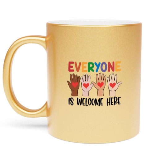 Discover Everyone Is Welcome Here Metallic Mugs, Teacher Metallic Mugs, Idaho Teacher
