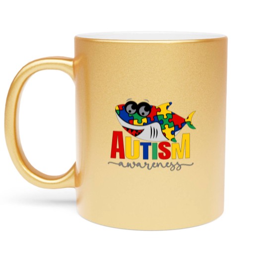 Discover Shark Autism Support Gift Metallic Mugs