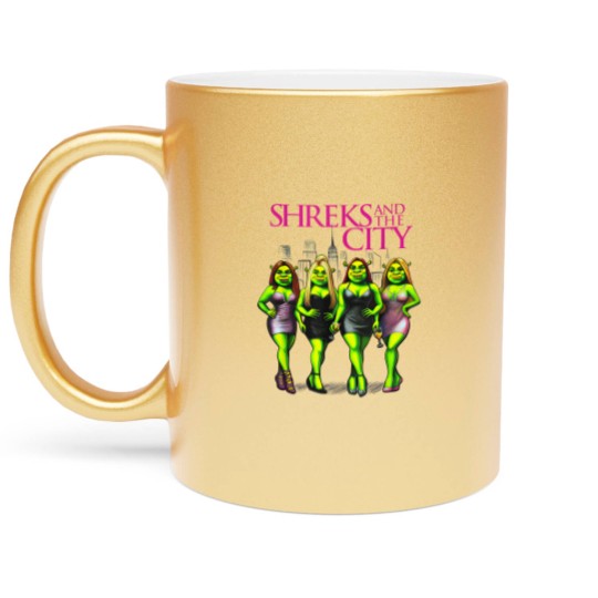 Discover Shreks And The City Metallic Mugs, Shrek Funny Metallic Mugs, Shrek Face Meme Metallic Mugs