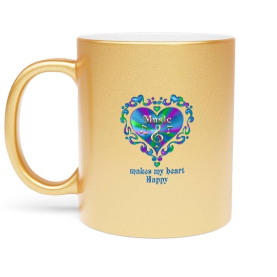 Discover Music Makes My Heart Happy Metallic Mugs