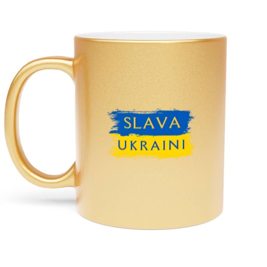 Discover Slava Ukraini Ukraine Flag Metallic Mugs