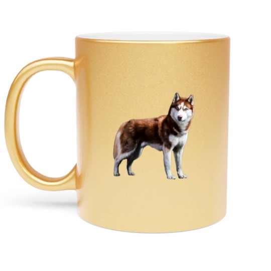 Discover Siberian Husky Red Husky Wolf Dog Metallic Mugs