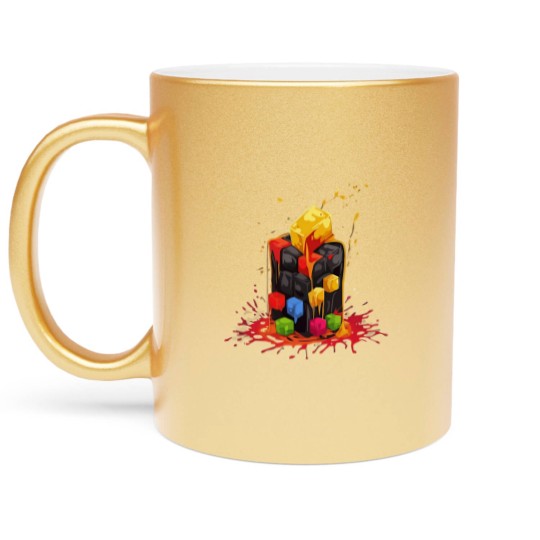 Discover Rainbow Abstraction melted rubix cube - Rainbow Abstraction Melted Rubix Cube - Metallic Mugs