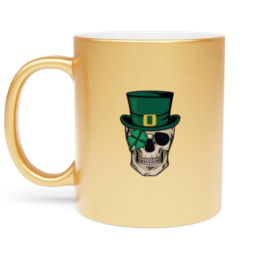 Discover Skull St Patrick's Day Metallic Mugs, Horror St Patrick's Day Metallic Mugs, Lucky Irish Metallic Mugs, Shamrock Metallic Mugs