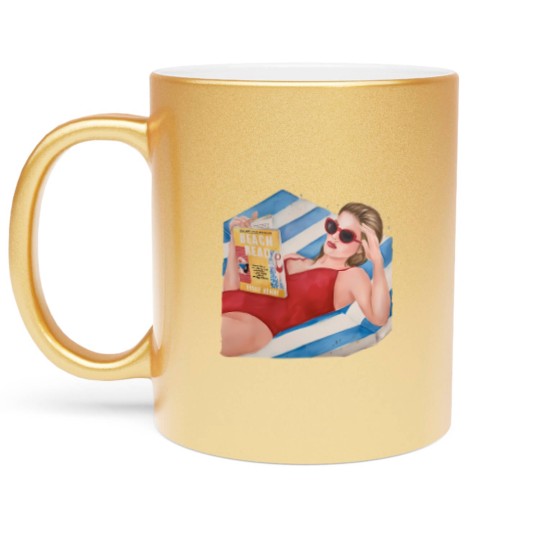 Discover Beach Read by Emily Henry book Metallic Mugs | Super soft cotton bookish Metallic Mugs