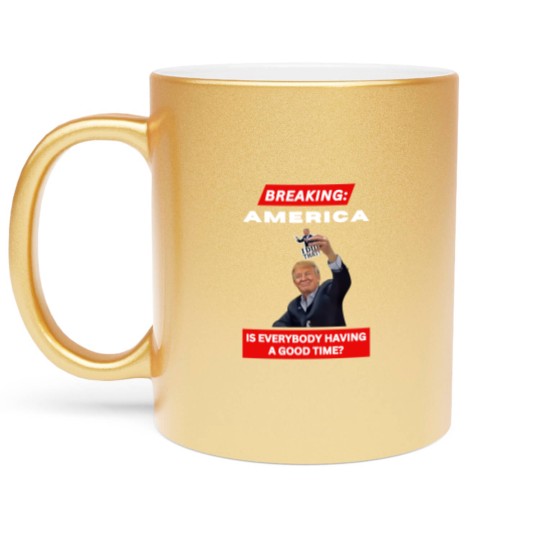 Discover BREAKING AMERICA Anti-Trump Tariffs HANDS OFF 2025 Protest Metallic Mugs