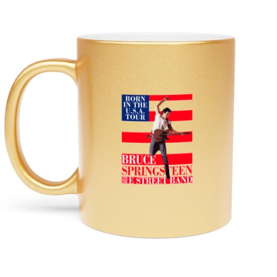 Discover Bruce Springsteen Born In Usa Tour Metallic Mugs, Bruce Springsteen Usa Flag Metallic Mugs