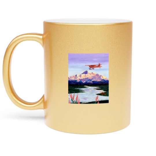 Discover Denali Mountain Painting, K2 Aviation, Living Room Painting, Alaska Mountain, Gift for Pilot, Scott Metallic Mugs