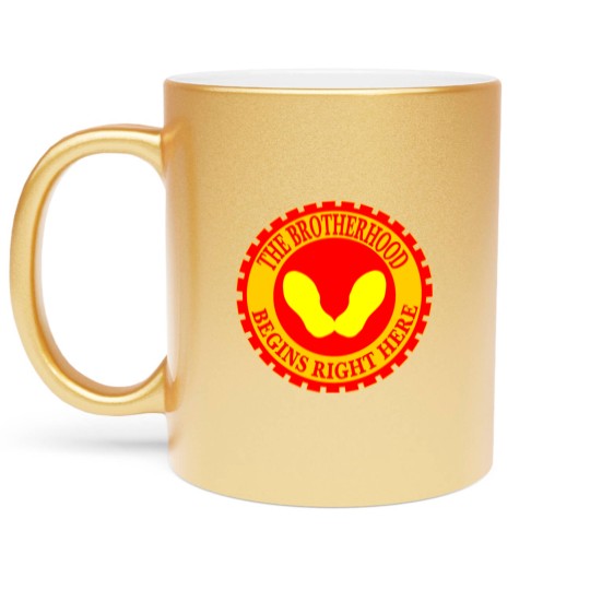 Discover The Brotherhood Begins Right Here Yellow Footprint Metallic Mugs