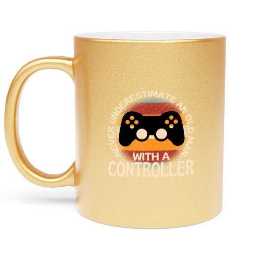 Discover Old Man With A Controller Metallic Mugs