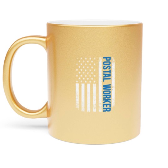 Discover American Postal Worker USA Flag 4th of July Metallic Mugs