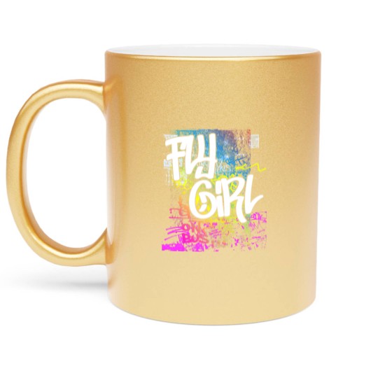Discover Fly Girl 80s 90s Rap Old School Hip Hop Graffiti Metallic Mugs