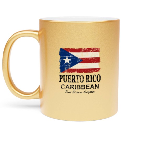 Discover Puerto Rico Flag - Vintage Look Metallic Mugs