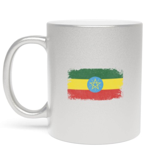 Discover Distressed Ethiopia Flag Design Metallic Mugs
